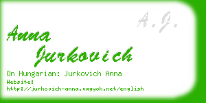 anna jurkovich business card